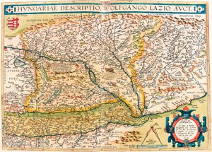 Hungarian Descriptio, Wolfgango Lazio Auct. Mappa geografica del territorio dell