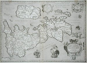 Mappa della Gran Bretagna e Irlanda da Abraham Ortelius