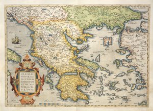 Mappa della Grecia, dal Theatrum Orbis Terrarum di Abraham Ortelius da Abraham Ortelius