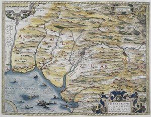 ORTELIUS, Abraham (1527-1598). Theatrum Orbis Terrarum. 1570. Considerato il primo atlante moderno. CHAVES, Jeronimo de (1523-1574). Matematico, astronomo e navigatore. Mappa dell