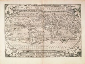 Planisfero da Theatrum Orbis Terrarum di Abraham Ortelius, stampato ad Anversa