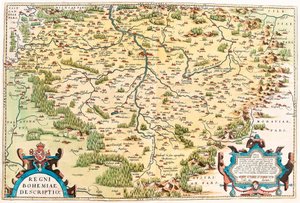 Regni Bohemiae Descriptio Mappa geografica del territorio della Boemia da 