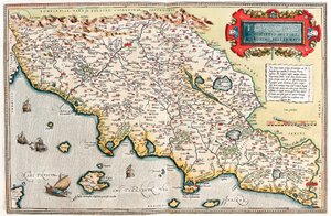 Thusciae. Descriptio auctore Hieronymo Bellamarto, mappa geografica del territorio della Toscana in Italia da 
