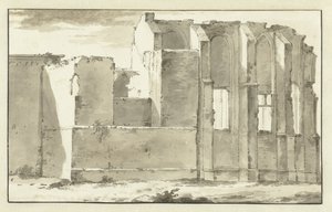 Veduta delle rovine del coro della Grande Chiesa a Zandvoort da Abraham Rademaker