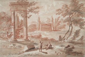 Paesaggio con tomba, rovine e figure da Abraham Rademaker