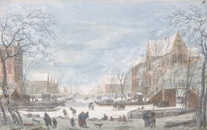 Neve che cade su una città olandese, n.d. da Abraham Rademaker