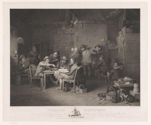 Interno con uomini in discussione intorno a un tavolo da Abraham Raimbach