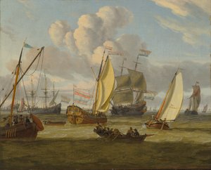 Olandese: Diverse navi in una brezza fresca Navigazione in un estuario da Abraham Storck