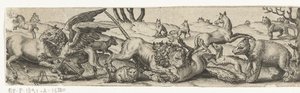 Animali che combattono in un paesaggio da Abraham de Bruyn