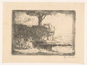 Paesaggio con tre figure da Abraham de Miranda (signed by artist)