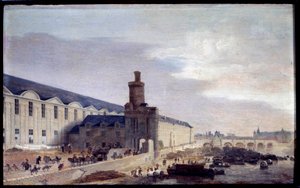 Veduta di Porte Neuve e Galerie du Louvre intorno al 1640 Entrata del Louvre sulle rive della Senna. Dipinto di Abraham de Verwer (1600-1650) da Abraham de Verwer