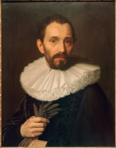 Ritratto di un uomo che tiene i guanti, leggermente a sinistra da Abraham de Vries