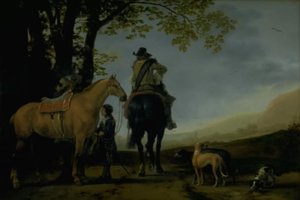 Due cavalieri in un paesaggio da Abraham van Calraet