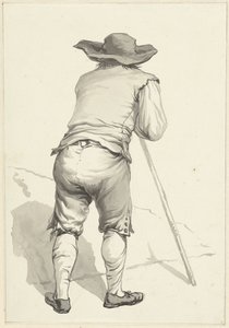 Uomo appoggiato su un bastone, visto di schiena da Abraham van Strij (I)