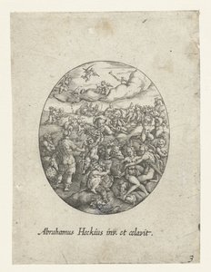 Ovale con gli dei olimpici tra le nuvole da Abraham van den Hecken