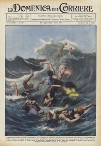 A Montalto di Castro, presso Civitavecchia, una comitiva di bagnanti, composta di sette donne da Achille Beltrame