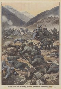 Ad est del torrente Maso, una sezione di mitragliatrici conquistata viene rivolta contro il nemico da Achille Beltrame