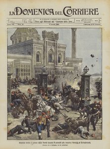 Attentato contro il sultano Abdul Hamid durante il selamlik alla moschea Hamidie a Costantinopoli da Achille Beltrame