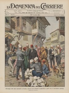 Boicotaggio delle merci austriache in Turchia, mercato dei fez bianchi in opposizione a quelli