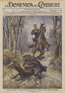Re Alberto del Belgio cade da cavallo e si frattura un braccio nella foresta di Soignes da Achille Beltrame