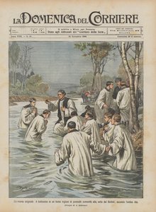 Cerimonia originale, il battesimo in un fiume inglese di parecchi convertiti alla setta