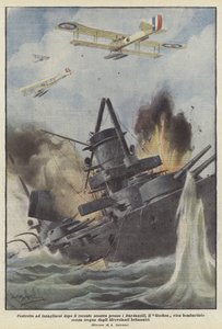 Costretto ad incagliarsi dopo il recente scontro presso i Dardanelli, il Goeben vien bombardato ? da Achille Beltrame