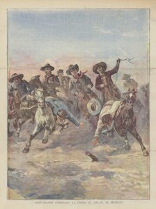 Costumanze pasquali, la corsa al gallo, in Messico da Achille Beltrame