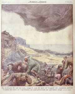 Illustrazione di copertina di meteorite che cade sul Giappone da Achille Beltrame