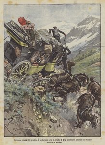 Diligenza svizzera precipita in un burrone lungo la strada di Briga alla valle del Rodano