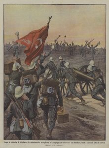Dopo la vittoria di Ain-Zara, le entusiastiche accoglienze ai compagni che ritornano con bandiere da Achille Beltrame