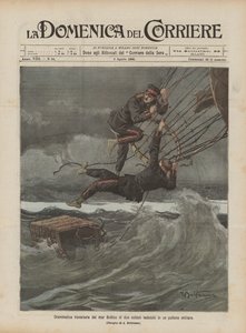 Drammatica traversata del mar Baltico di due soldati tedeschi in un pallone militare da Achille Beltrame