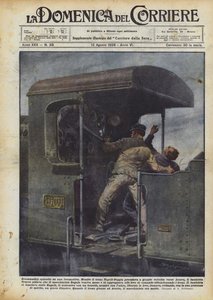 Drammatico episodio su una locomotiva da Achille Beltrame
