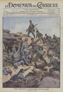 Durante la nostra offensiva, la raccolta dei prigionieri nelle trincee espugnate da Achille Beltrame