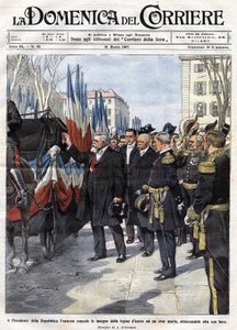 Il presidente francese Armand Fallières presenta la medaglia della Legion d
