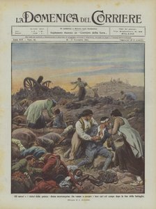 Gli orrori e i dolori della guerra, donne montenegrine che vanno a cercare i loro cari sul campo da Achille Beltrame