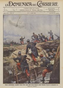 Guerra modernissima, aeroplano tedesco fatto cadere nelle trincee francesi, presso Soissons da Achille Beltrame