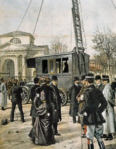 Guglielmo Marconi assiste a Milano alla prova della prima Stazione Radio Mobile. Illustrazione di Achille Beltrame per 