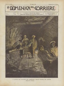 I lavori per il traforo del Sempione, nelle viscere del monte