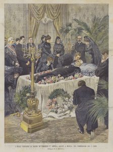 I reali visitano la salma di Umberto I, appena giunti a Monza, nel pomeriggio del 1 corrente da Achille Beltrame