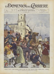 I tumulti in Russia, la lotta fra cosacchi, studenti ed operai nella Newsky Perspective