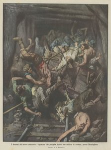 Drammi del lavoro minerario, vagoncino precipita in una miniera di carbone presso Birmingham
