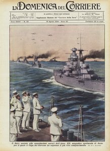 Il Duce assiste alle esercitazioni navali dell