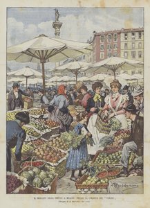 Il mercato della frutta a Milano, presso la colonna del Verzee da Achille Beltrame