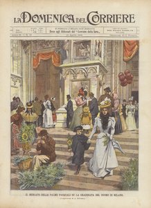 Il mercato delle palme pasquali sulla gradinata del Duomo di Milano