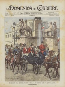 Il Presidente della Repubblica Francese in Italia, il suo arrivo in Piazza del Quirinale, a Roma da Achille Beltrame