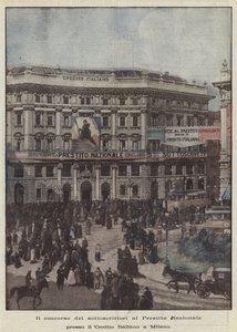 Il concorso dei sottoscrittori al Prestito Nazionale presso il Credito Italiano a Milano da Achille Beltrame