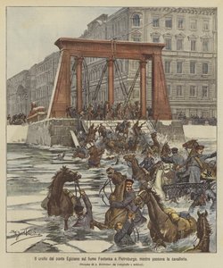 Crollo del ponte Egiziano sul fiume Fontanka a Pietroburgo