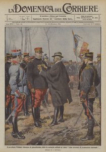 Il presidente Poincaré consegna al generalissimo Joffre la medaglia militare al valore da Achille Beltrame