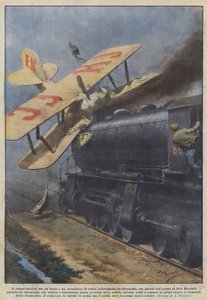 Il primo scontro fra un treno e un aeroplano da Achille Beltrame
