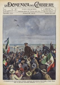 Il trionfale arrivo degli aviatori italiani, capitanati dal ministro Italo Balbo, a Porto Natal